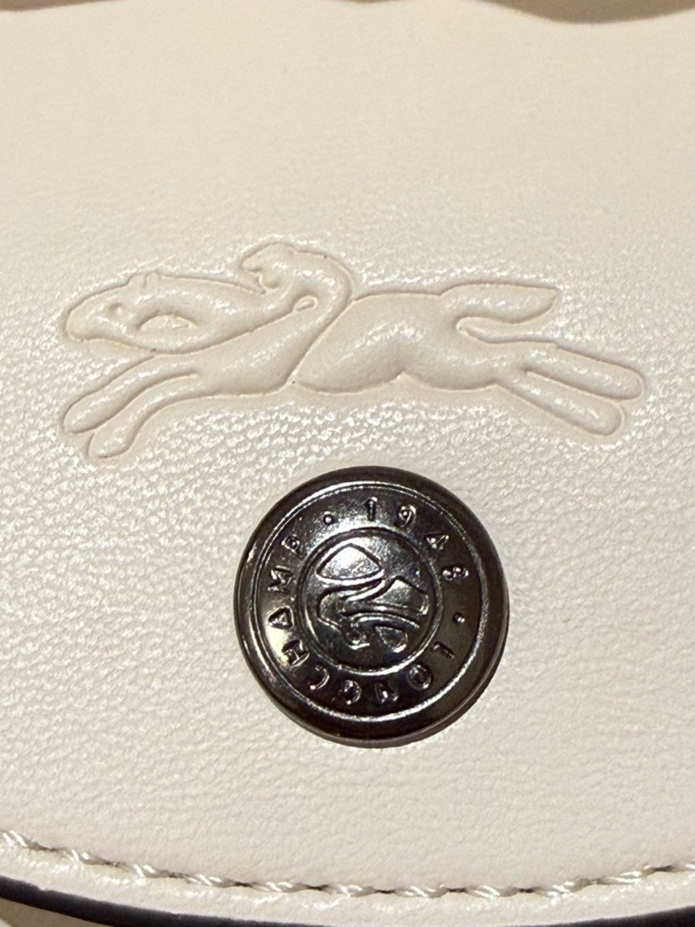 Longchamp XS Le Pliage Cuir (Leather) Top Handle Bag *Replica* - Off White/Cream - Picture 7 of 10